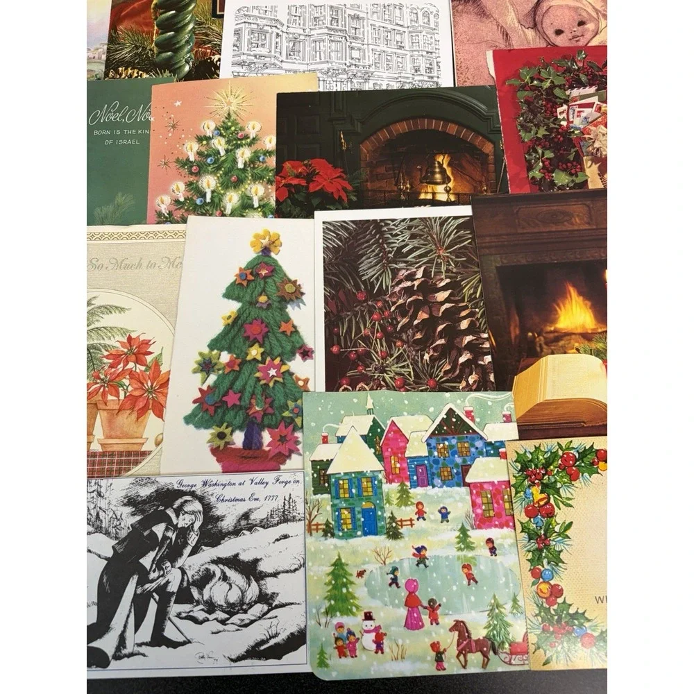 Vintage Christmas Cards Fronts ONLY Traditional Scrapbooking Decoupage Lot 50+